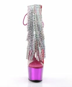 Pleaser Shoes By Pleaser USA ADORE-1017RSF Pleaser Shoes Multicolor Fringe Platform Stripper Booties Booties And Ankle High Boots