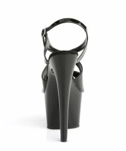 Pleaser Shoes By Pleaser USA 7 Inch Heels ADORE-730 Black Patent Platform Strappy Sling Back Stripper Shoe