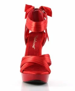Fabulicious Shoes By Pleaser USA Evening And Prom Shoes COCKTAIL-568 Red Satin Platform High Heel Evening Sandal