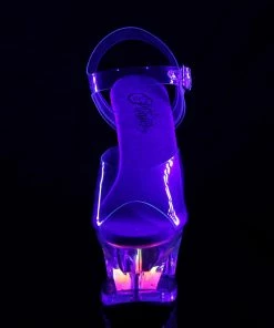Pleaser Shoes By Pleaser USA MOON-708FLM Pleaser Shoes Clearance Cut Out Blacklight Flame Stripper Shoe