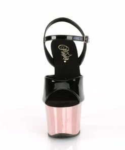 Pleaser Shoes By Pleaser USA SKY-309 Black Patent Chrome Platform Stripper Shoe