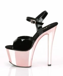 Pleaser Shoes By Pleaser USA SKY-309 Black Patent Chrome Platform Stripper Shoe