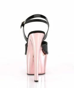 Pleaser Shoes By Pleaser USA SKY-309 Black Patent Chrome Platform Stripper Shoe