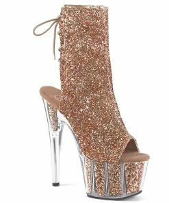 Pleaser Shoes By Pleaser USA ADORE-1018G Pleaser Shoes Rose Gold Glitter Sexy High Heel Boot
