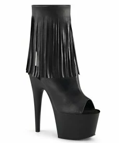 Pleaser Shoes By Pleaser USA Booties And Ankle High Boots ADORE-1019 Pleaser Shoes Faux Leather Fringe Ankle High Stripper Boot