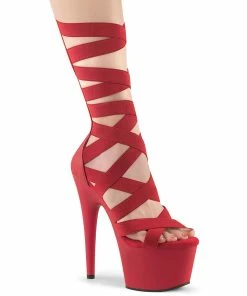 Pleaser Shoes By Pleaser USA 7 Inch Heels ADORE-700-48 Pleaser Shoes Red Strappy Stripper Shoes