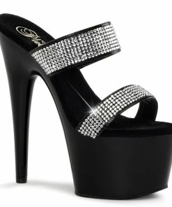 Pleaser Shoes By Pleaser USA ADORE-702-2 Pleaser Shoes Rhinestone Double Band Stripper Shoe 7 Inch Heels