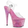 Pleaser Shoes By Pleaser USA ADORE-708CF Pleaser Shoes Glitter Bubble Gum Pink Stripper Shoes