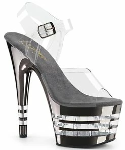Pleaser Shoes By Pleaser USA ADORE-708CHLN Pleaser Shoes Pewter Exotic Dancer Shoe 7 Inch Heels