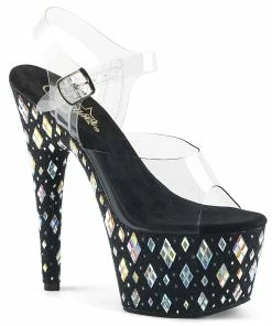 Pleaser Shoes By Pleaser USA ADORE-708DIAMOND Pleaser Shoes Clearance Shoe 7 Inch Heels