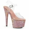 Pleaser Shoes By Pleaser USA 7 Inch Heels ADORE-708LG Pleaser Shoes Blush Glitter Platform 7 Inch Heel Stripper Shoe