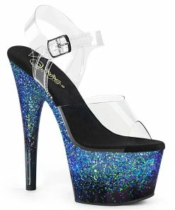 Pleaser Shoes By Pleaser USA ADORE-708SS Pleaser Shoes Blue Ombre Stripper Shoes 7 Inch Heels