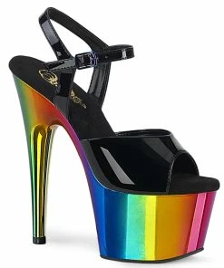 Pleaser Shoes By Pleaser USA 7 Inch Heels ADORE-709RC Pleaser Shoes Rainbow Platform Stripper Shoe