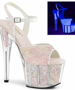 Pleaser Shoes By Pleaser USA 7 Inch Heels ADORE-710UVG Glow Under Blacklight Glitter Stripper Shoes