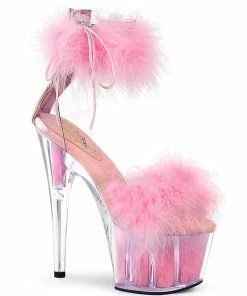 Pleaser Shoes By Pleaser USA ADORE-724F Pleaser Shoes Pink Fur Ankle Cuff Stripper Shoe