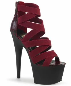 Pleaser Shoes By Pleaser USA 7 Inch Heels ADORE-748SP Wine Strappy Snake Print Pole Dancing Shoes