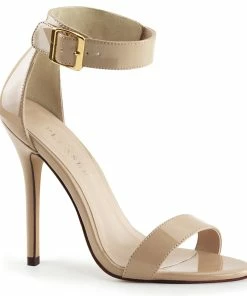 Pleaser Shoes By Pleaser USA AMUSE-10 Please Shoes Cream Patent 5 Inch High Heel Sandal Sexy Sandals
