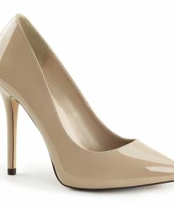 Pleaser Shoes By Pleaser USA Sexy Pumps AMUSE-20 Pleaser Shoes Cream Patent HIdden Platform Pump