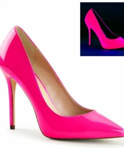 Pleaser Shoes By Pleaser USA AMUSE-20 Pleaser Shoes Neon PIink Blacklight Reactive Pumps Halloween Costume Footwear