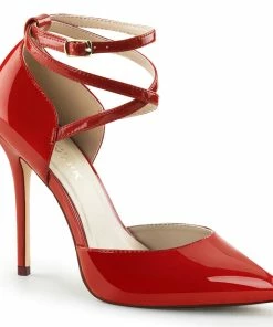 Pleaser Shoes By Pleaser USA Sexy Pumps AMUSE-25 Pleaser Shoes Red Patent Strappy Pumps