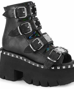 ASHES-70 Demonia Shoes Metal Studded Platform Gothic Boot Women's Demonia Footwear