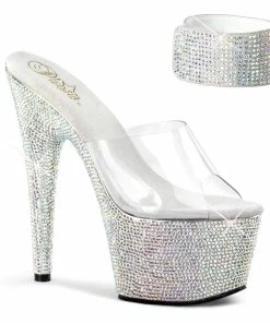Pleaser Shoes By Pleaser USA 7 Inch Heels BEJEWELED-712RS Pleaser Shoes Rhinestone Detached Ankle Cuff Exotic Dancer Shoe