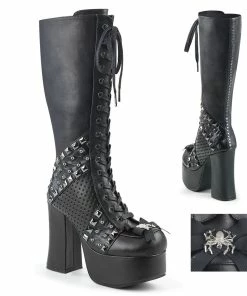 CHARADE-150 Demonia Shoes Studded Gothic Knee High Boot