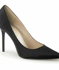 Pleaser Shoes By Pleaser USA CLASSIQUE-20 Pleaser Shoes Black Satin Evening Pump Evening And Prom Shoes