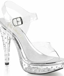Fabulicious Shoes By Pleaser USA COCKTAIL-508SDT Clear Rhinestone Evening Shoes By Fabulicious Shoes