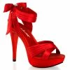 Fabulicious Shoes By Pleaser USA Evening And Prom Shoes COCKTAIL-568 Red Satin Platform High Heel Evening Sandal