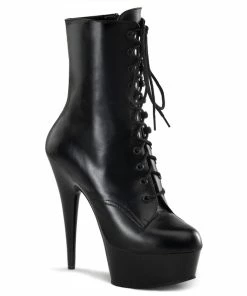 Pleaser Shoes By Pleaser USA Halloween Costume Footwear DELIGHT-1020 Pleaser Shoes Black Leather Ankle Booties