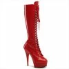 Pleaser Shoes By Pleaser USA DELIGHT-2023 Pleaser Shoe Red Patent Platform Gogo Knee High Boot Halloween Costume Footwear