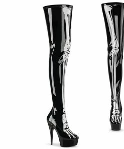 Pleaser Shoes By Pleaser USA DELIGHT-3000BONE Pleaser Shoes Thigh High Boot