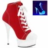 Pleaser Shoes By Pleaser USA Halloween Costume Footwear DELIGHT-600SK-02 Pleaser Shoes Red Canvas Platform High Heel Sneaker Bootie