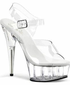 Pleaser Shoes By Pleaser USA DELIGHT-608 Pleaser Shoes Clear Heel Pole Dancing Fitness Shoes