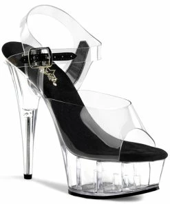 Pleaser Shoes By Pleaser USA DELIGHT-608 Pleaser Shoes Clear Platform 6 Inch Stripper Shoe 6 Inch Heels
