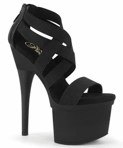 Pleaser Shoes By Pleaser USA ESTEEM-769 Pleaser Shoes Elastic Band Strappy Stripper Shoe 7 Inch Heels