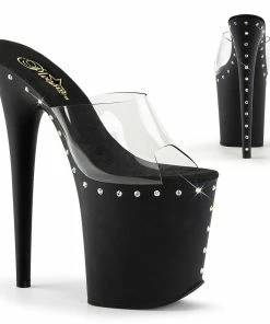 Pleaser Shoes By Pleaser USA FLAMINGO-801ABLS Pleaser Shoes Rhinestone Lined Stripper Shoes 8 Inch Heels