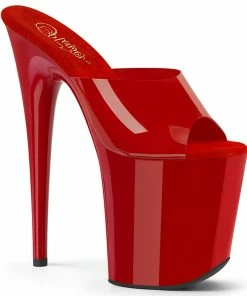 Pleaser Shoes By Pleaser USA FLAMINGO-801N Pleaser Shoes Red 8 Inch Heel Exotic Dancer Shoe 8 Inch Heels