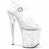 Pleaser Shoes By Pleaser USA FLAMINGO-808MMG Pleaser Shoes Clear Exotic Dancer Shoes 8 Inch Heels