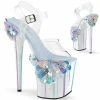 Pleaser Shoes By Pleaser USA FLAMINGO-808SQFL Pleaser Shoes Iridescent Exotic Dancer Shoe 8 Inch Heels