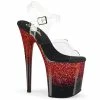 Pleaser Shoes By Pleaser USA FLAMINGO-808SS Pleaser Shoes Red Holographic Stripper Shoes 7 Inch Heels