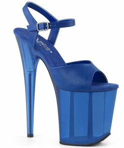 Pleaser Shoes By Pleaser USA 8 Inch Heels FLAMINGO-809T Pleaser Shoes Blue Faux Leather Platform Exotic Dancer Shoe
