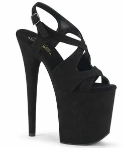 Pleaser Shoes By Pleaser USA FLAMINGO-831FS Pleaser Shoes Black Faux Suede Exotic Dancer Shoe