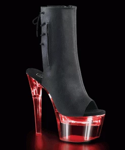 Pleaser Shoes By Pleaser USA FLASHDANCE-1018-7 Pleaser Shoes Light Up Platform Ankle High Stripper Boots Booties And Ankle High Boots