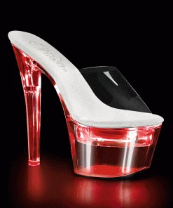 Pleaser Shoes By Pleaser USA FLASHDANCE-701 Pleaser Shoes Clearance Light Up Stripper Shoe 7 Inch Heels