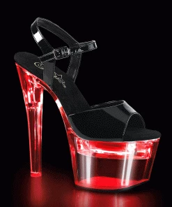 Pleaser Shoes By Pleaser USA FLASHDANCE-709 Black Patent Upper LED Platform Stripper Shoe