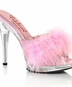 Fabulicious GLORY-501F-8 Pleaser Shoes Pink Marabou Fur Bedroom Shoe Comfortable 6 Inch Stripper Shoes