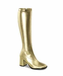 Funtasma Costume Footwear Halloween Costume Footwear GOGO-300 Funtasma Shoes Gold Knee High Costume Boots