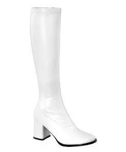 Funtasma Costume Footwear GOGO-300 Funtasma Shoes White Stretch Gogo Costume Boot
